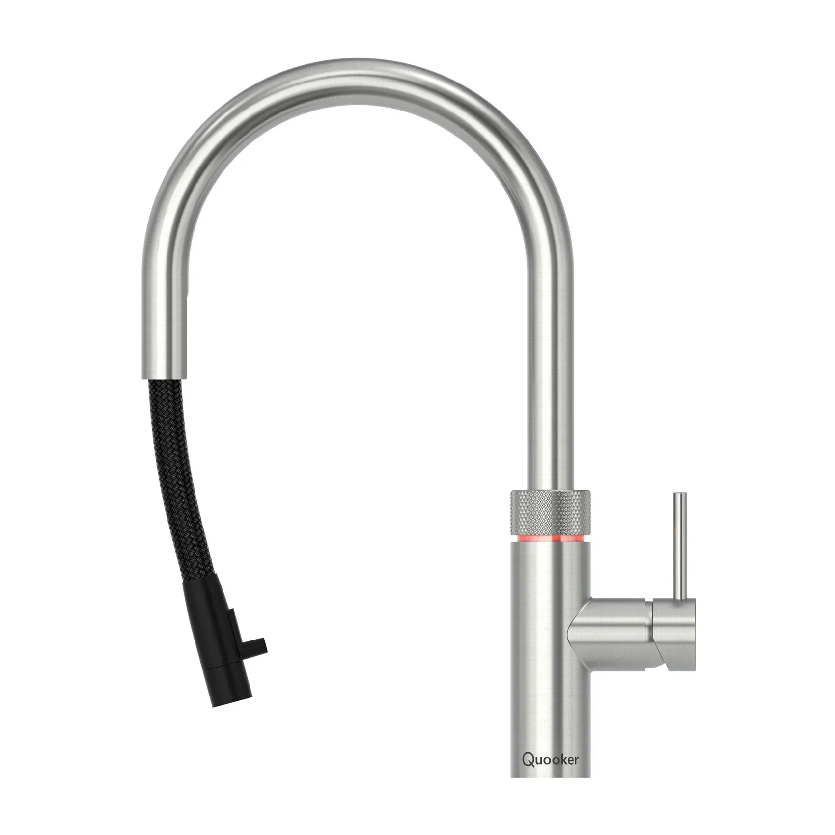 Quooker Flex Round Stainless Steel (stal nierdzewna, zaokrąglony) – kran kuchenny z wyciąganą wylewką