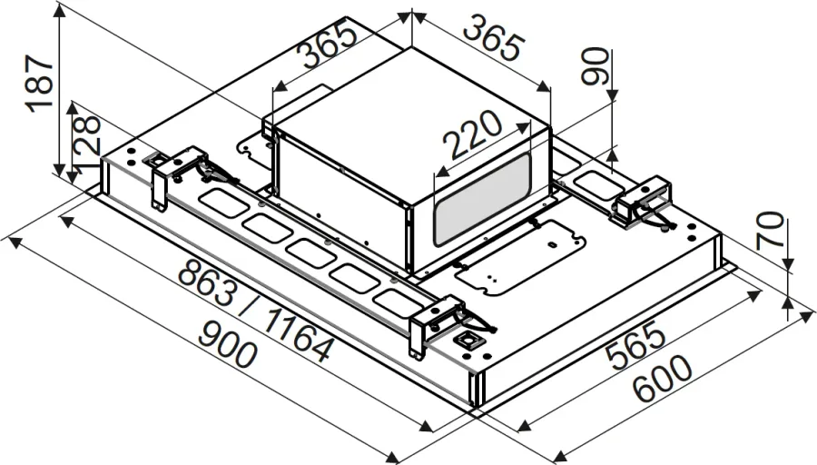 OKAP SUFITOWY 90 CM DO ZABUDOWY DHL2993W